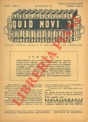 - - Quid novi? Rivista bibliografica mensile di letteratura scienza ed arte.