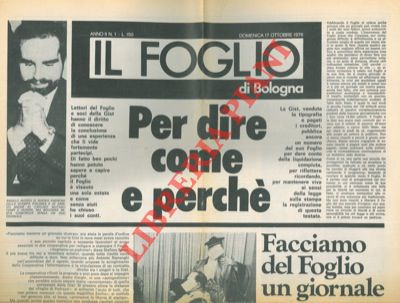 - - Il foglio di Bologna. Direttore Luigi Pedrazzi.