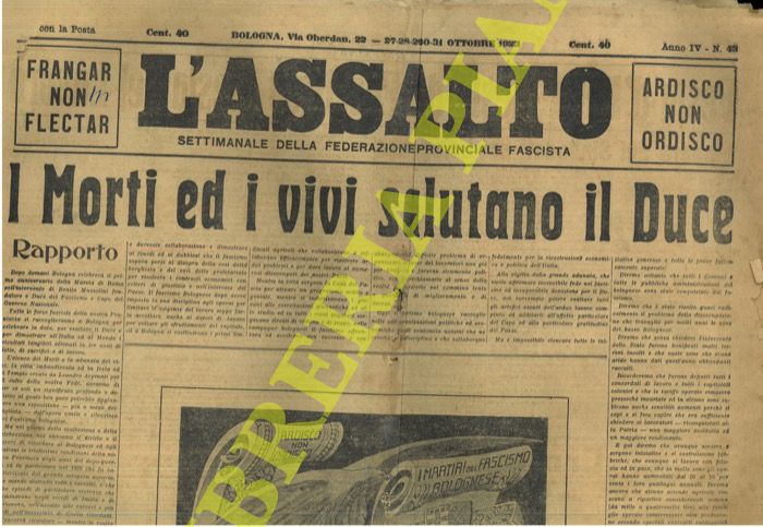 - - L'assalto. Settimanale della Federazione Provinciale Fascista.