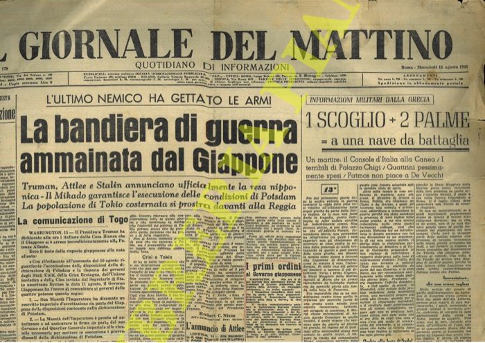 - - La bandiera di guerra ammainata dal Giappone - Il Maresciallo Ptain condannato a morte