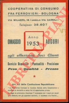 Coop. Consumo Ferrovieri. Bologna - - Calendarietto 1953.