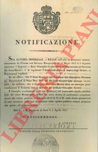 - - Incarico all'Imperial e Real Consiglio di presiedere al governo durante l'assenza di Sua Altezza Imperiale e Reale, e nomina del cav. Gio. Battista Nuti a sostituire fino al proprio ritorno Don Neri dei Principi Corsini.