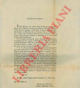 - - Sul pagamento di determinate somme da parte dei ministri dei tribunali compresi nella giurisdizione della regia cancelleria.