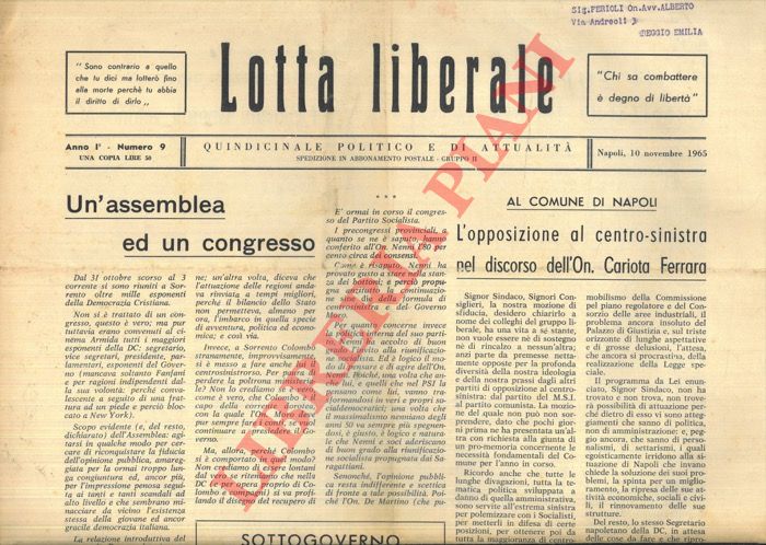 - - Lotta liberale. Quindicinale politico e di attualit.