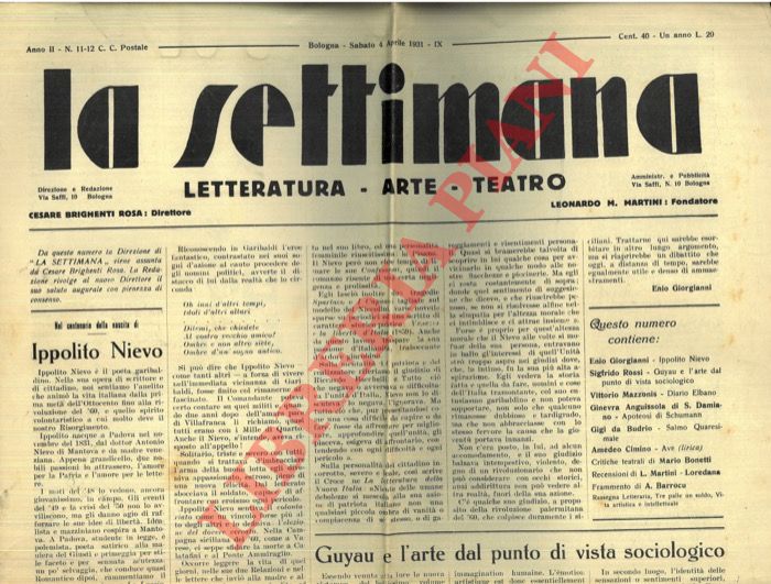 - - La settimana. Letteratura - Arte - Teatro.