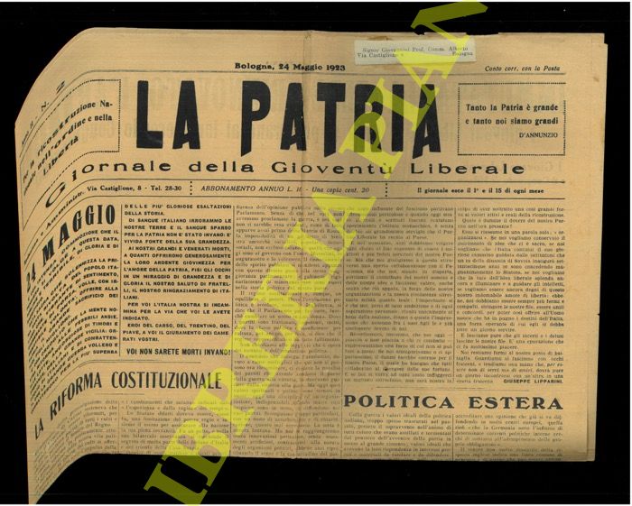 - - La Patria. Giornale della Giovent Liberale.