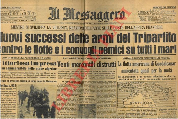 - - Successi delle armi del Tripartito ...  su tutti i mari. La flotta americana di Guadalcanal annientata quasi per la met.