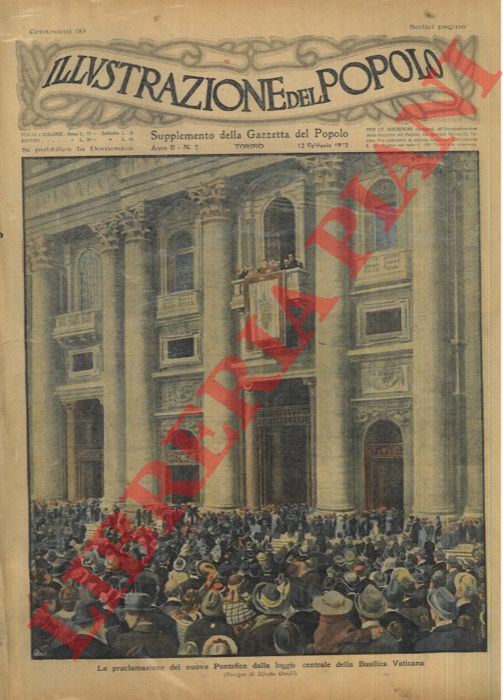 Gustavino - - Tragica escursione sulla Alpi svizzere. Tre sciatori inglese travolti da una valanga alle falde del Pizzo Muraygl.  - La proclamazione del nuovo Pontefice : Pio XI.