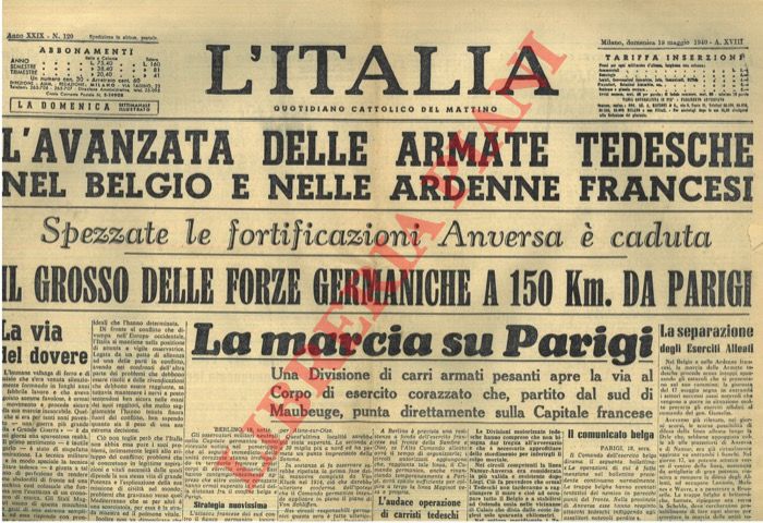 - - La marcia su Parigi. Avanzata delle Armate tedesche nel Belgio e nelle Ardenne.