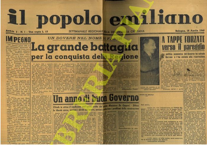 - - Il popolo emiliano. Settimanale regionale della Democrazia Cristiana.