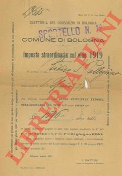 - - Imposta straordinaria sul vino 1919.