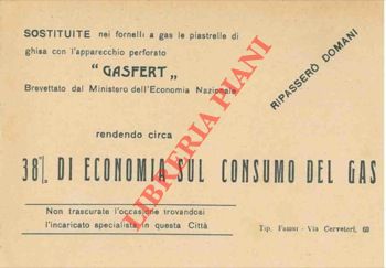 - - Gasfert. 38% di economia sul consumo del gas.
