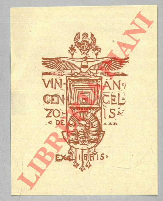 SERVOLINI Carlo - - Un foglietto xilografico color ruggine, per Vincenzo De Angelis.