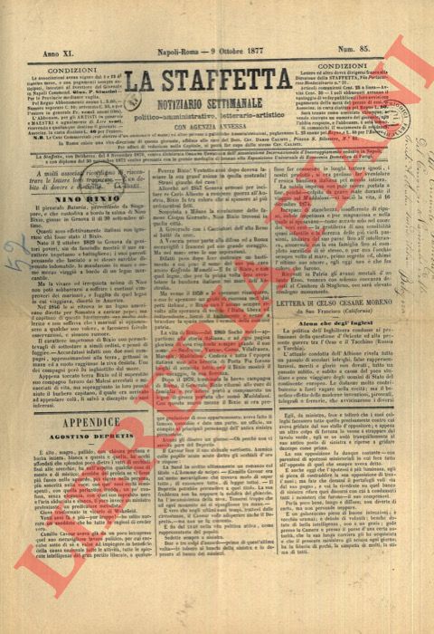 - - La staffetta. Notiziario settimanale politico - amministrativo - letterario - artistico.