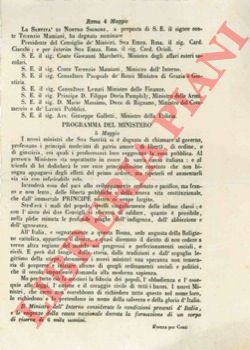 - - Programma del Ministero (Pontificio, nuovi Ministri del Gabinetto Mamiani).