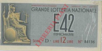  - Biglietto della Grande Lotteria Nazionale. E42