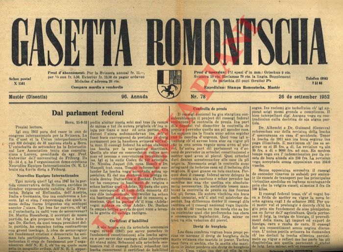 - - Gasetta romontscha.