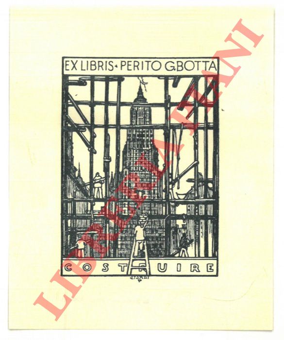 CISARI Giulio - - Un foglietto xilografico di cm. 9 x 9, in nero, per Giorgio Botta (Costruire)