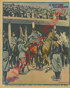 - - Alla grandiosa adunata dei Fasci giovanili in Roma : il Duce prende in consegna le due fiamme che le celebri staffette partite da Bolzano e da Reggio Calabria si trasmisero come un simbolo sacro sino all'Urbe.