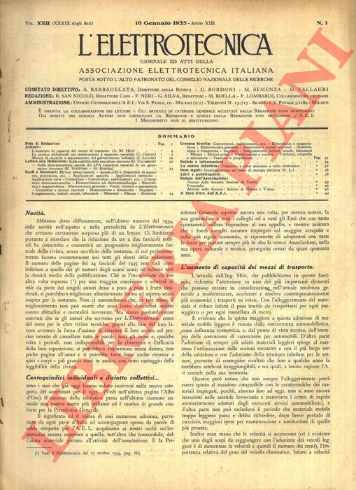 - - L'elettrotecnica. Giornale ed atti della associazione elettrotecnica italiana.
