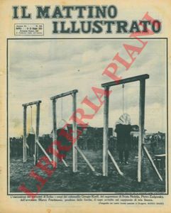 - - L'esecuzione dei terroristi di Sofia : i corpi del colonnello Giorgio Koeff, del sagrestano di Sveta Nedelja, Pietro Zadgorsky, dell'avvocato Marco Friedmann, pendono dalle forche, il capo avvolto nel cappuccio di tela bianca.