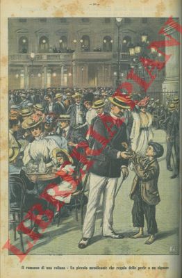 LIONNE E. - - Il romanzo di una collana. Un piccolo mendicante che regala delle perle a un signore.