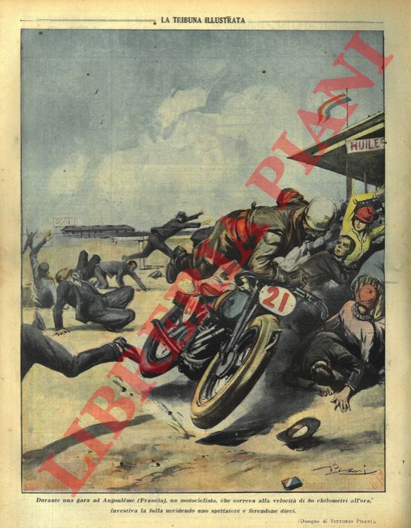 PISANI Vittorio - - Durante una gara ad Angoulme (Francia) un motociclista, che correva alla velocit di 80 chilometri all'ora, investiva la folla, uccidendo uno spettatore e ferendone dieci.