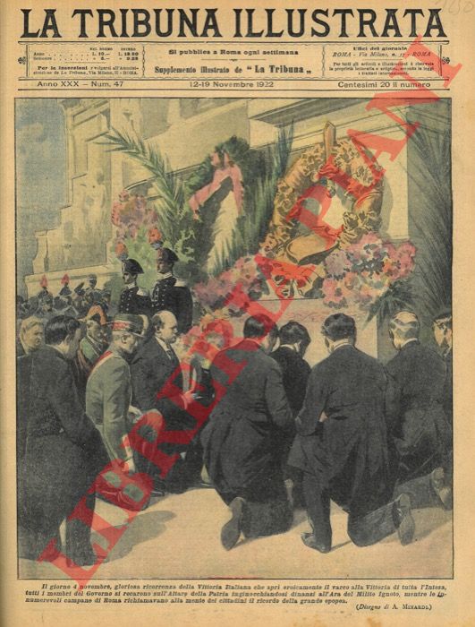 MINARDI A. - - Mussolini sull' Altare della Patria per la ricirrenza del 4 novembre.