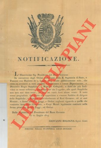 - - Proibizione di indirizzare a Dipartimenti e Dicasteri Regi, suppliche o memorie collegiali.