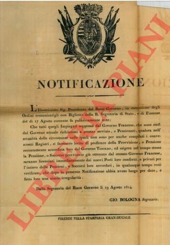 - - Ordine che gli impiegati soppressi dal Governo Francese e richiamati a servizio o pensionati si registrassero negli appositi Registri.
