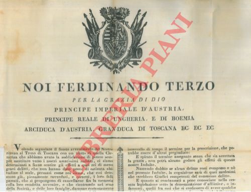 - - Indulto a quei sudditi che si trovino querelati o condannati sotto il Governo Francese per delitti correzionali, contravvenzioni o contrabbando.