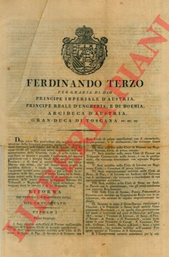 - - Riforma dei tribunali e magistrati civili del Gran Ducato.