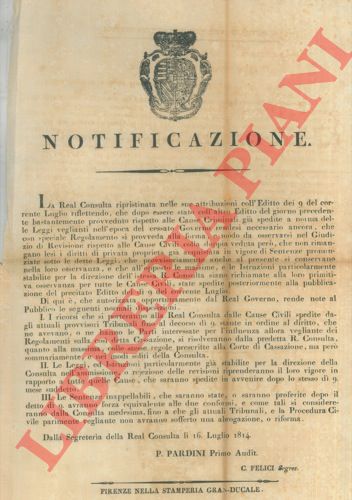 - - Regolamento che provveda alla forma e al modo da osservarsi nel Giudizio di Revisione rispetto alle Cause Civili.