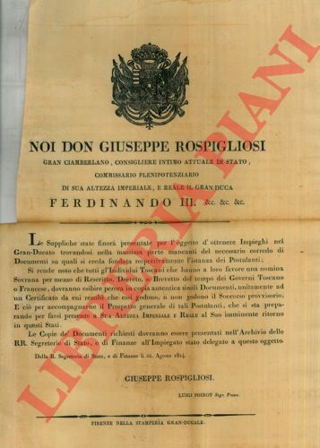 - - Istruzioni sui documenti da presentare per ottenere impieghi nel Gran Ducato.