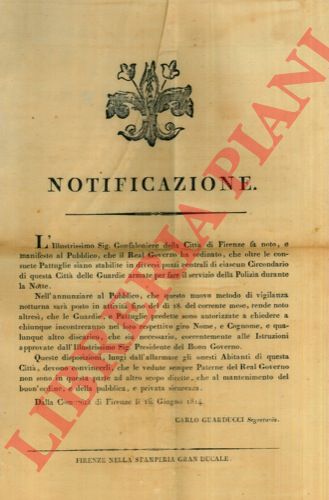 - - Istaurazione di un nuovo metodo di vigilanza nei Circondariati durante la notte.