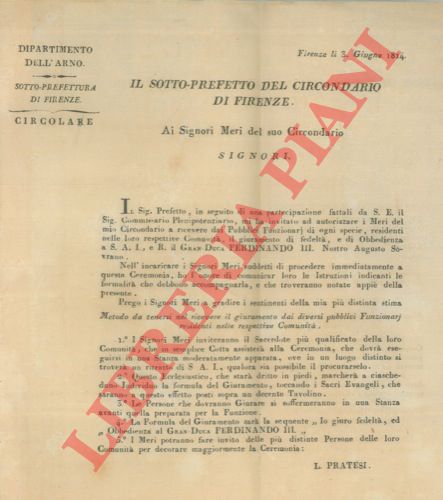 - - Metodo da tenersi per ricevere il giuramento di fedelt riferito ai Pubblici Funzionari.