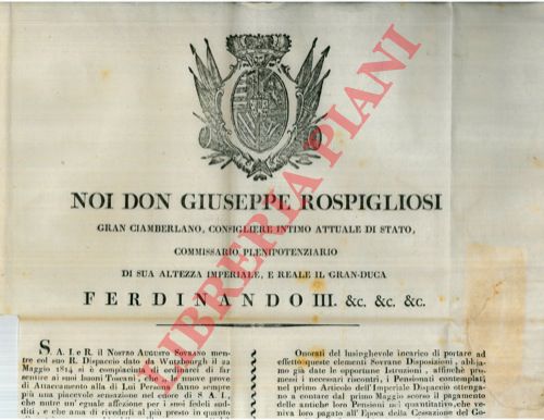 - - Necessit da parte del Sovrano di far conoscere la propria gratitudine ai sudditi pensionati, tramite il pagamento di ci che spetta loro grazie ad una specifica commissione.