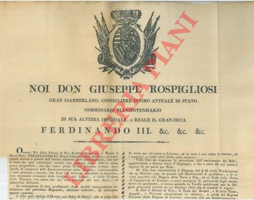 - - Regolamentarizzazione dell'Amministrazione delle Dogane.