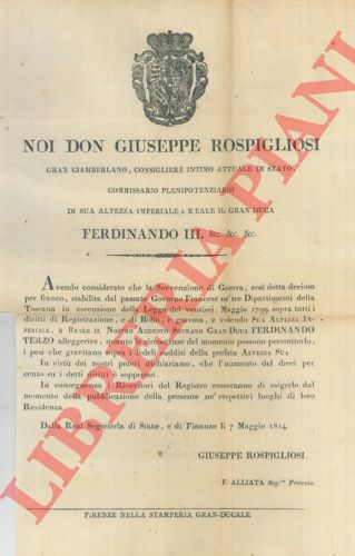 - - Calo del pagamento inerente la Sovvenzione di Guerra.