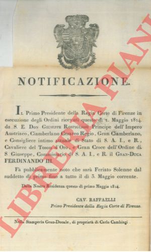 - - Avviso di giorni di festa.