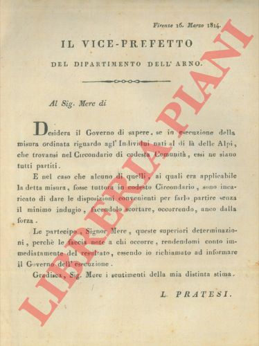 - - Gestione di tutti coloro che sono nati al di la delle Alpi e che entrano in territorio toscano.