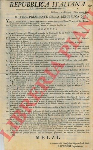 - - Regolamento sulla polizia d Grani.