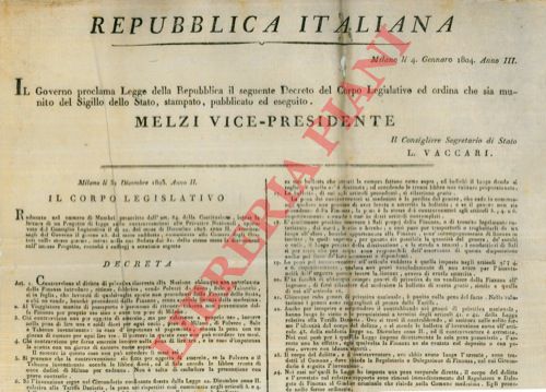 - - Decreto approvato dal Consiglio Legislativo sulle Contravvenzioni alle Privative Nazionali.