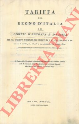 - - Tariffa dei Diritti di Entrata e di Uscita.