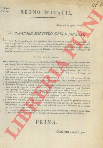 - - Divieto riguardante il Personale delle Forze Armate di ricevere mance e doni.