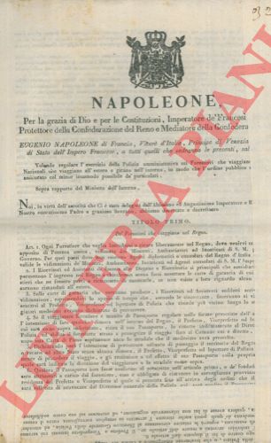 - - Regolamentarizzazione dell'esercizio della Polizia amministrativa sui Forestieri.