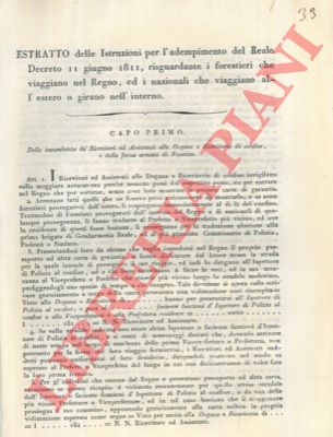 - - Estratto dell Istruzioni per l'adempimento del reale Decreto dell'11 Giugno 1881, riguardante i Forestieri.