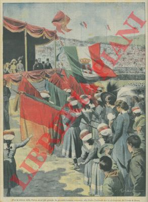ABBO E. - - I giovani romani allo Stadio Nazionale inclina le bandiere dinanzi alla maest del Re.