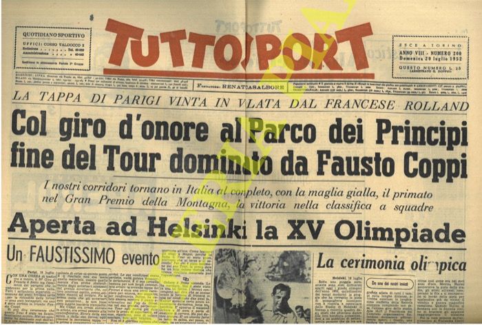 - - Col giro d'onore al Parco dei Principi fine del tour dominato da Fausto Coppi. Un faustissimo evento.