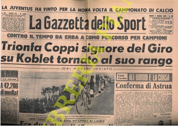 - - Trionfa Coppi signore del Giro su Koblet tornato al suo rango.